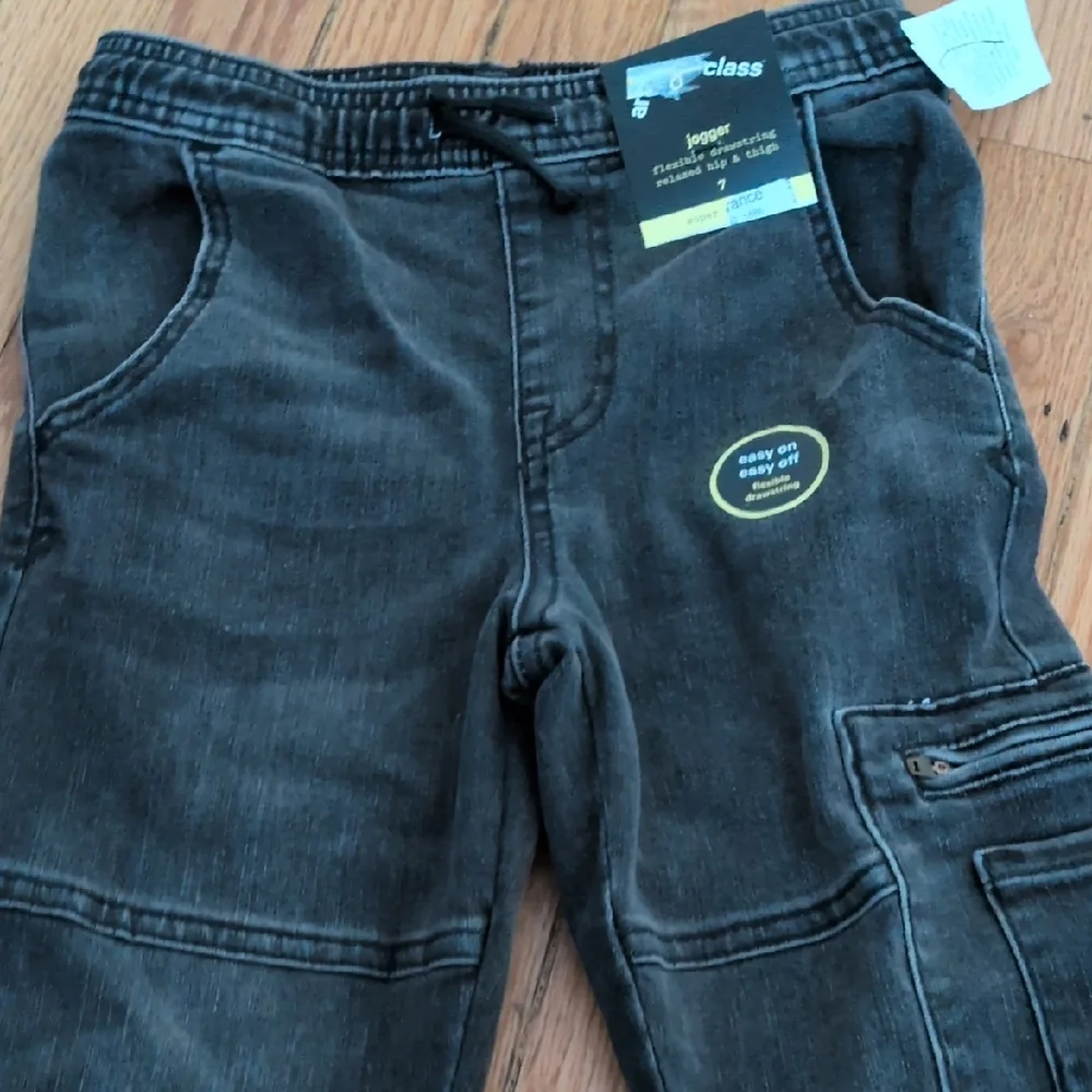 Art Class Black Utility Jogger Jeans Stretch Waist‎ Band Kids Size 7